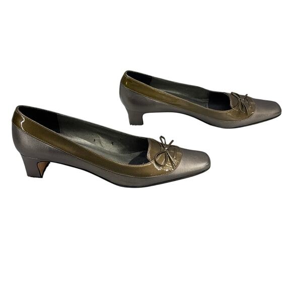 Vaneli Bronze Square Toe Loafer Style Kitten Heel Dress Shoe Women 8.5 S - Picture 5 of 8